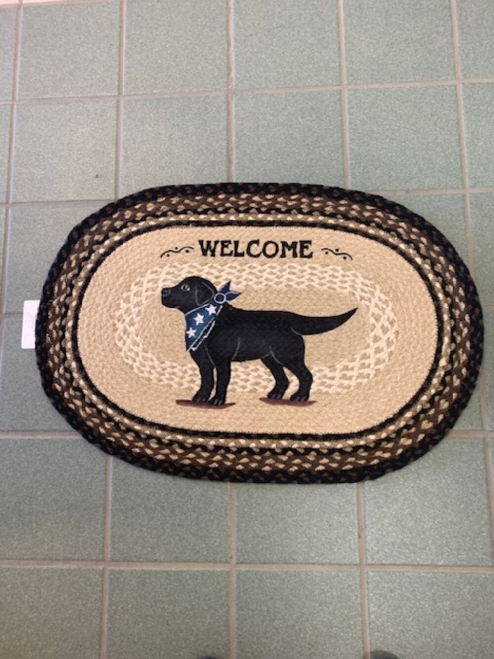 Black Lab Welcome Braided Oval Rug 20 x 30